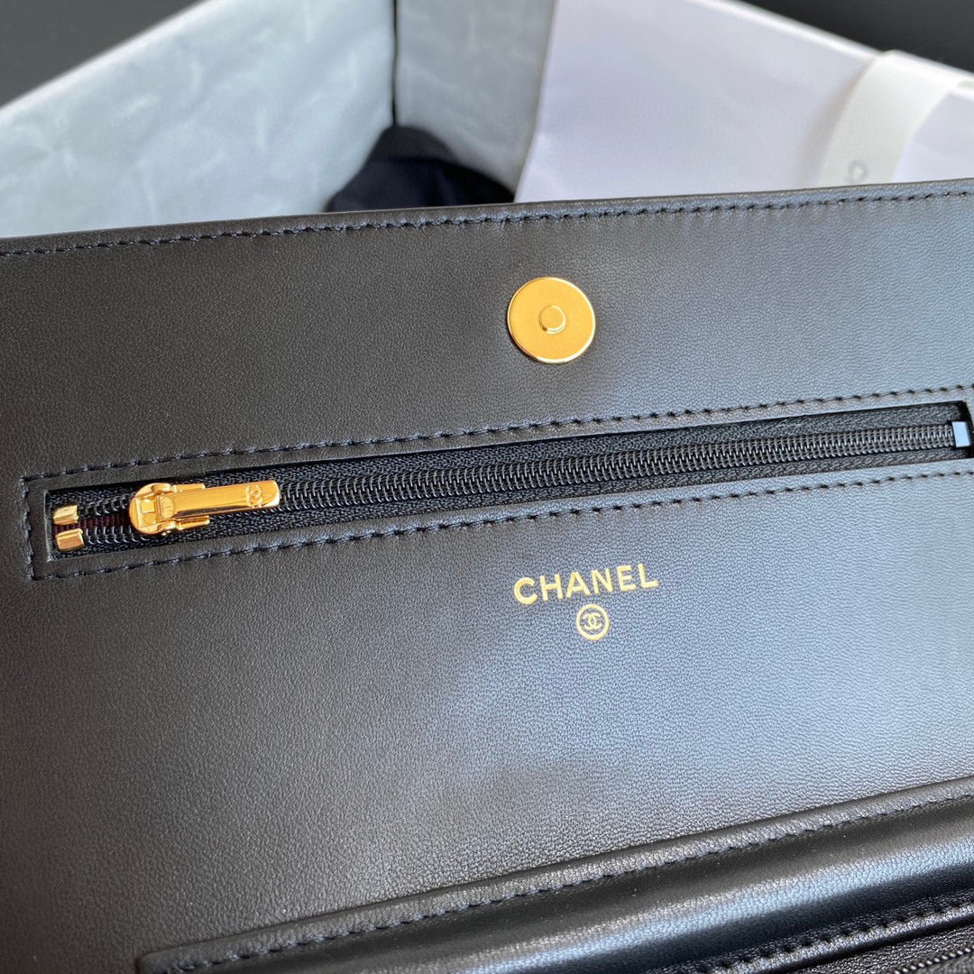 Chanel AP0250 Wallet on Chain Lambskin A33814 Black | chanel ap0250 wallet on chain lambskin a33814 05