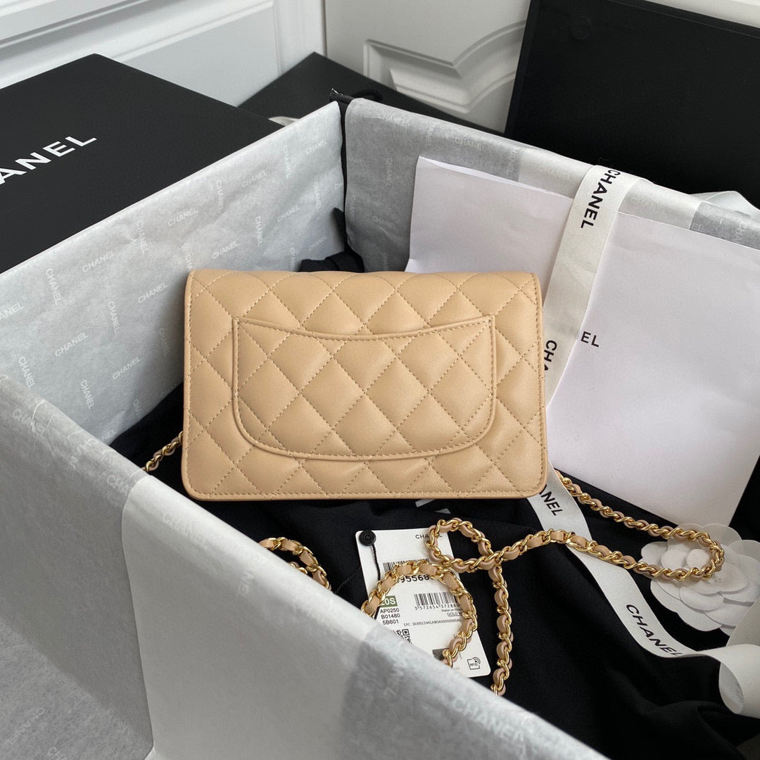 Chanel AP0250 Wallet on Chain Lambskin A33814 apricot | chanel ap0250 wallet on chain lambskin a33814 09