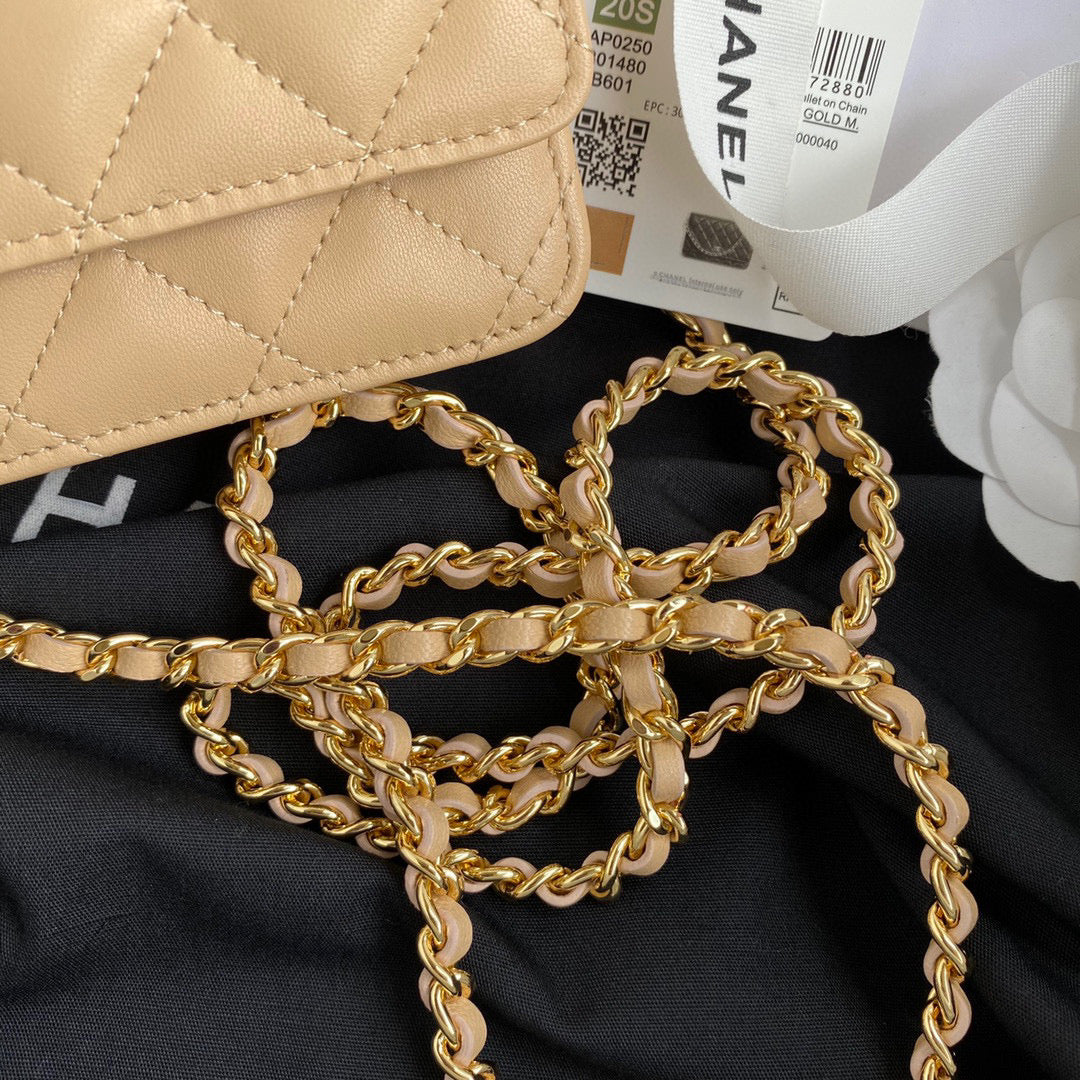 Chanel AP0250 Wallet on Chain Lambskin A33814 apricot | chanel ap0250 wallet on chain lambskin a33814 11