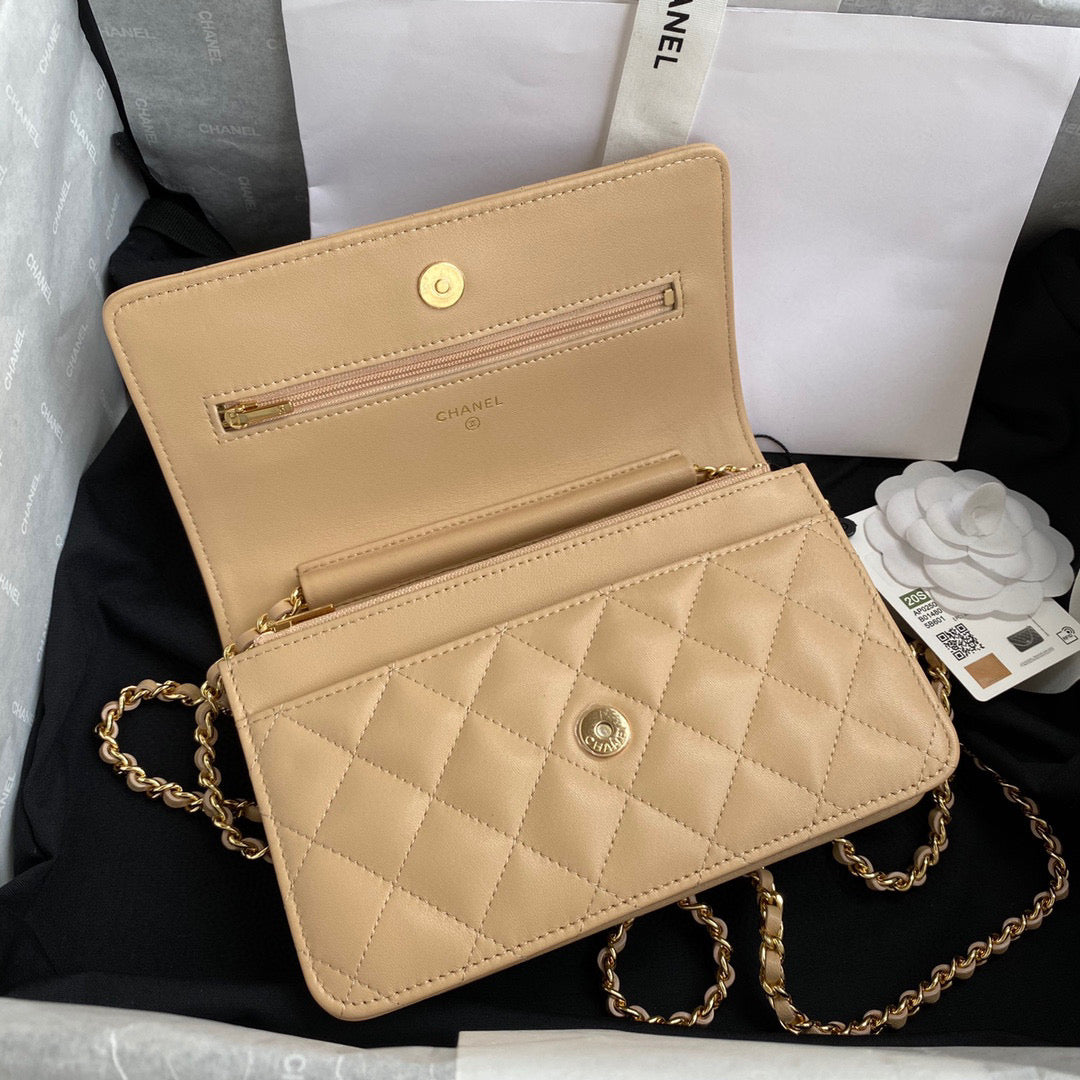 Chanel AP0250 Wallet on Chain Lambskin A33814 apricot | chanel ap0250 wallet on chain lambskin a33814 13