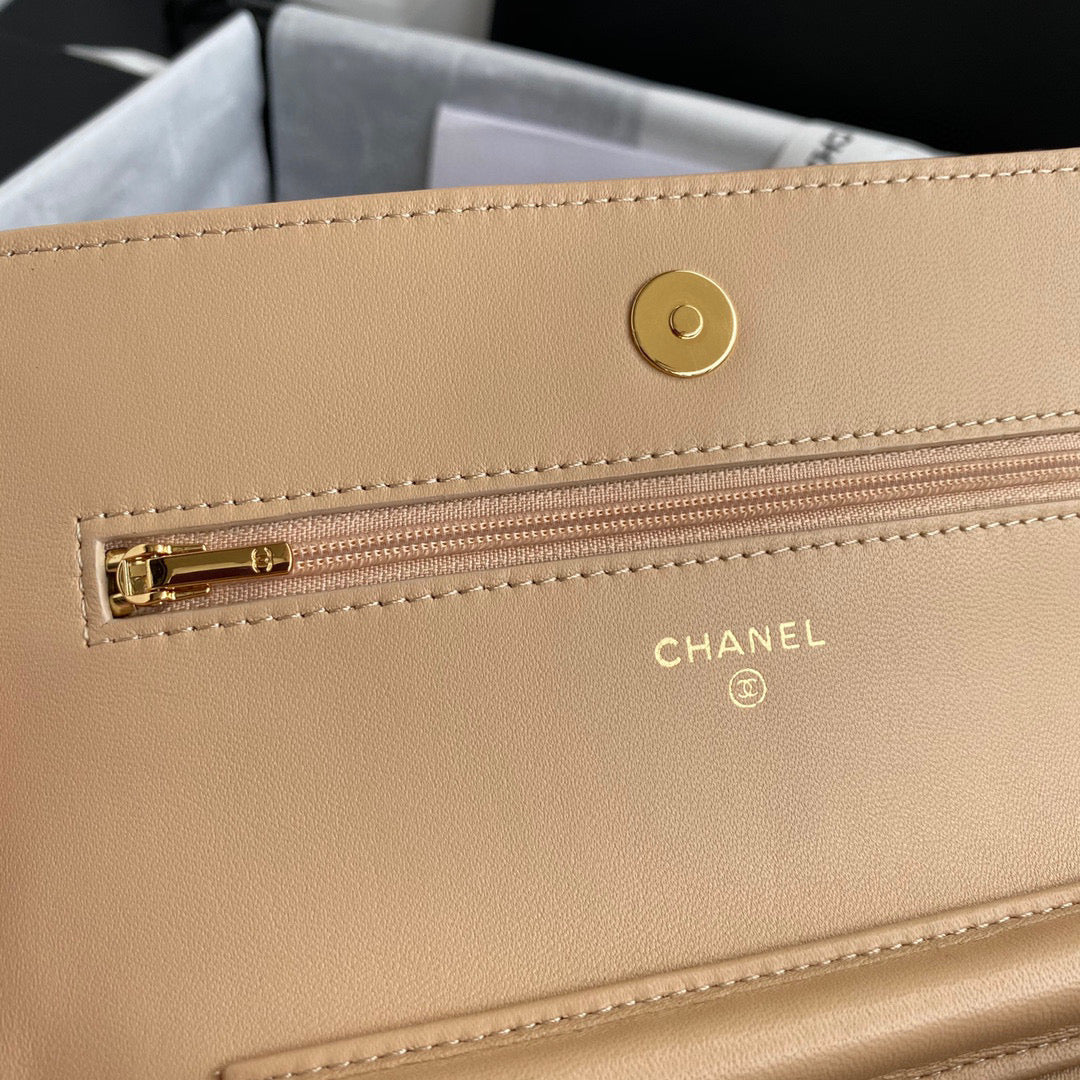 Chanel AP0250 Wallet on Chain Lambskin A33814 apricot | chanel ap0250 wallet on chain lambskin a33814 14