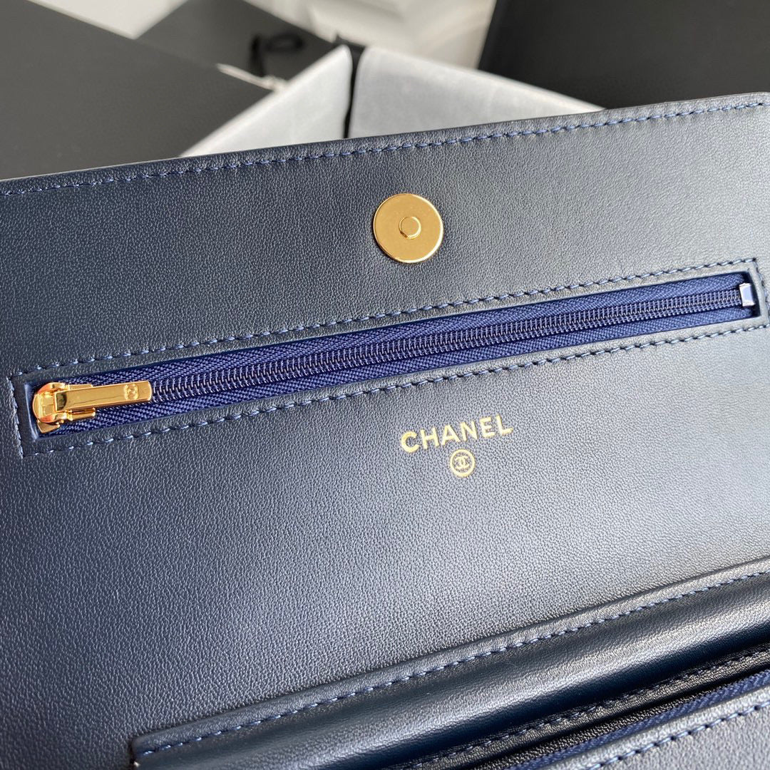 Chanel AP0250 Wallet on Chain Lambskin A33814 navy blue | chanel ap0250 wallet on chain lambskin a33814 22