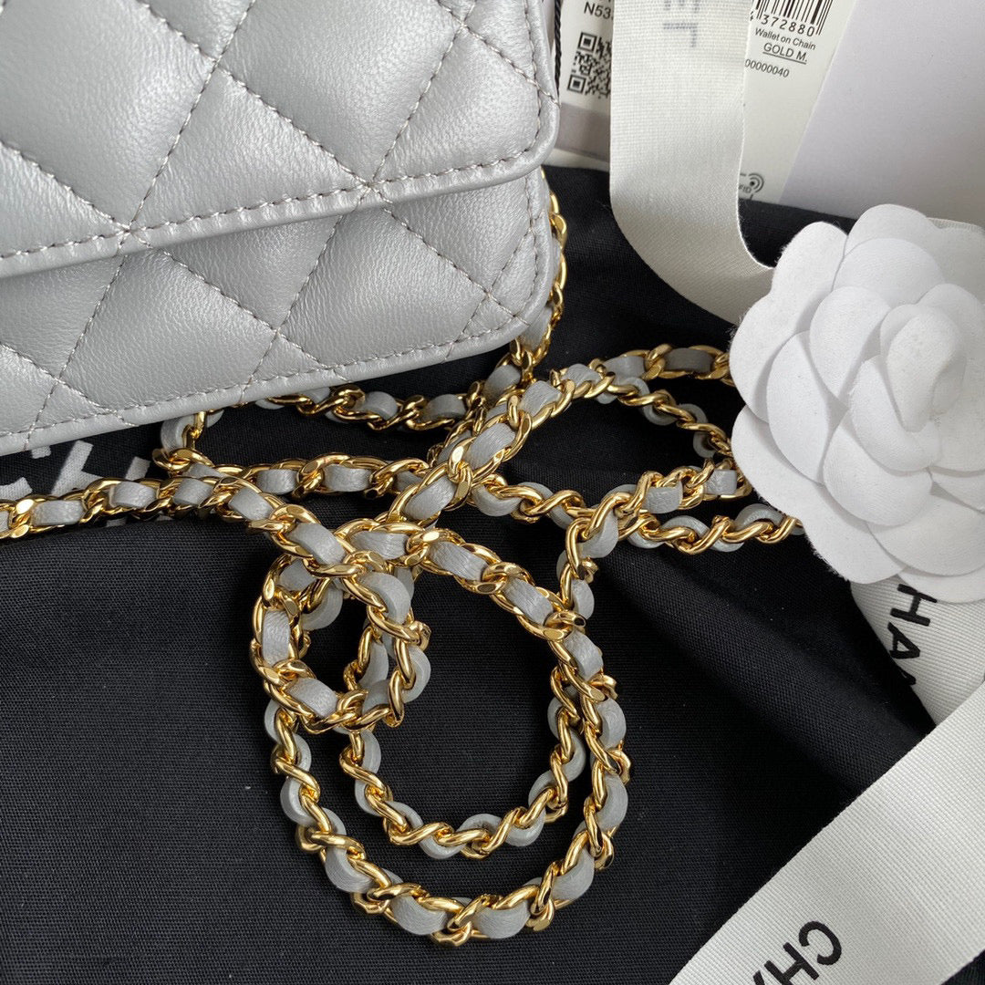 Chanel AP0250 Wallet on Chain Lambskin A33814 Gray | chanel ap0250 wallet on chain lambskin a33814 37