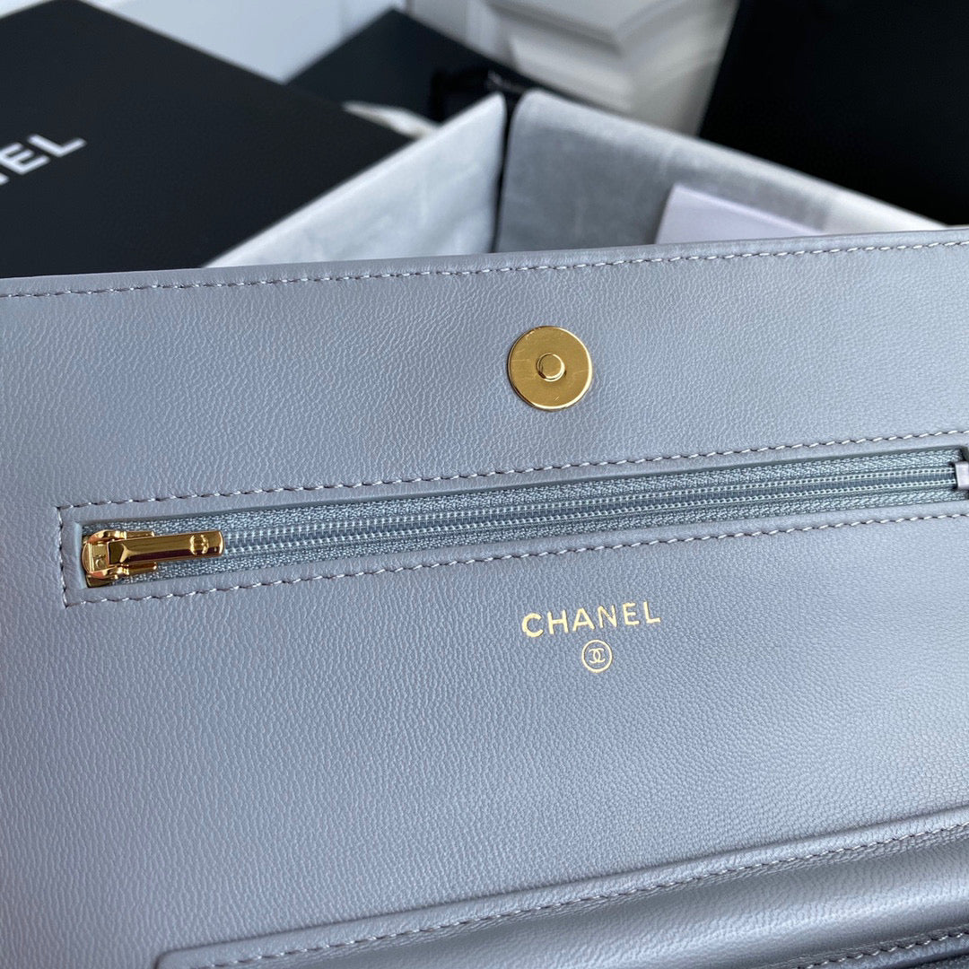 Chanel AP0250 Wallet on Chain Lambskin A33814 Gray | chanel ap0250 wallet on chain lambskin a33814 39