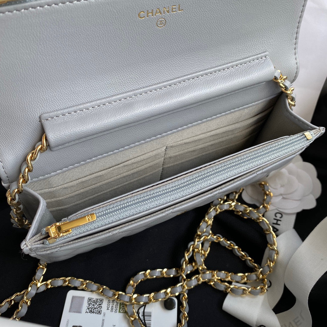 Chanel AP0250 Wallet on Chain Lambskin A33814 Gray | chanel ap0250 wallet on chain lambskin a33814 41