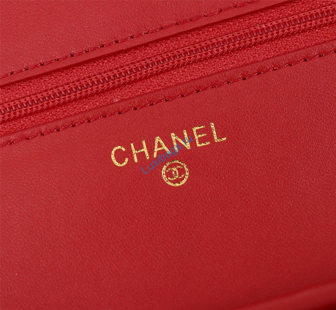 Chanel AP0250 Wallet on Chain Lambskin A33814 Red Gold | chanel ap0250 wallet on chain lambskin a33814 71