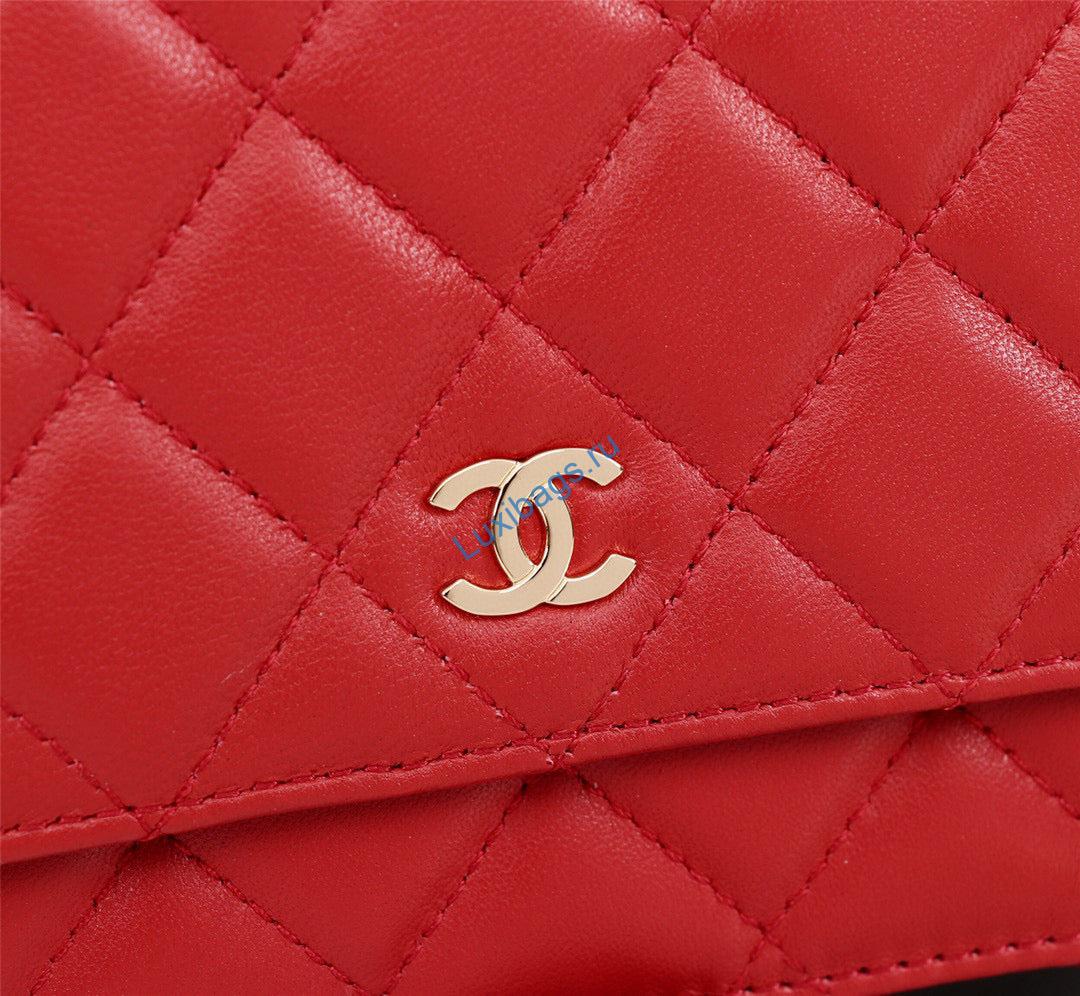Chanel AP0250 Wallet on Chain Lambskin A33814 Red Gold | chanel ap0250 wallet on chain lambskin a33814 72