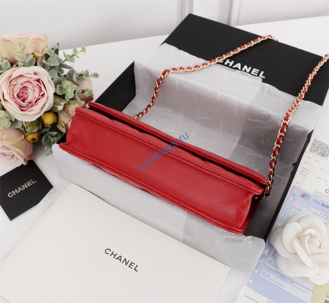 Chanel AP0250 Wallet on Chain Lambskin A33814 Red Gold | chanel ap0250 wallet on chain lambskin a33814 73