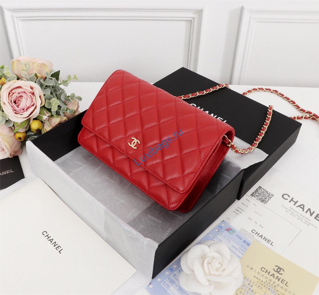 Chanel AP0250 Wallet on Chain Lambskin A33814 Red Gold | chanel ap0250 wallet on chain lambskin a33814 74