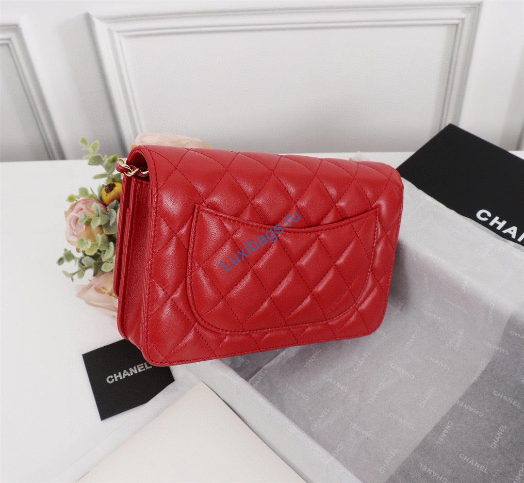 Chanel AP0250 Wallet on Chain Lambskin A33814 Red Gold | chanel ap0250 wallet on chain lambskin a33814 77