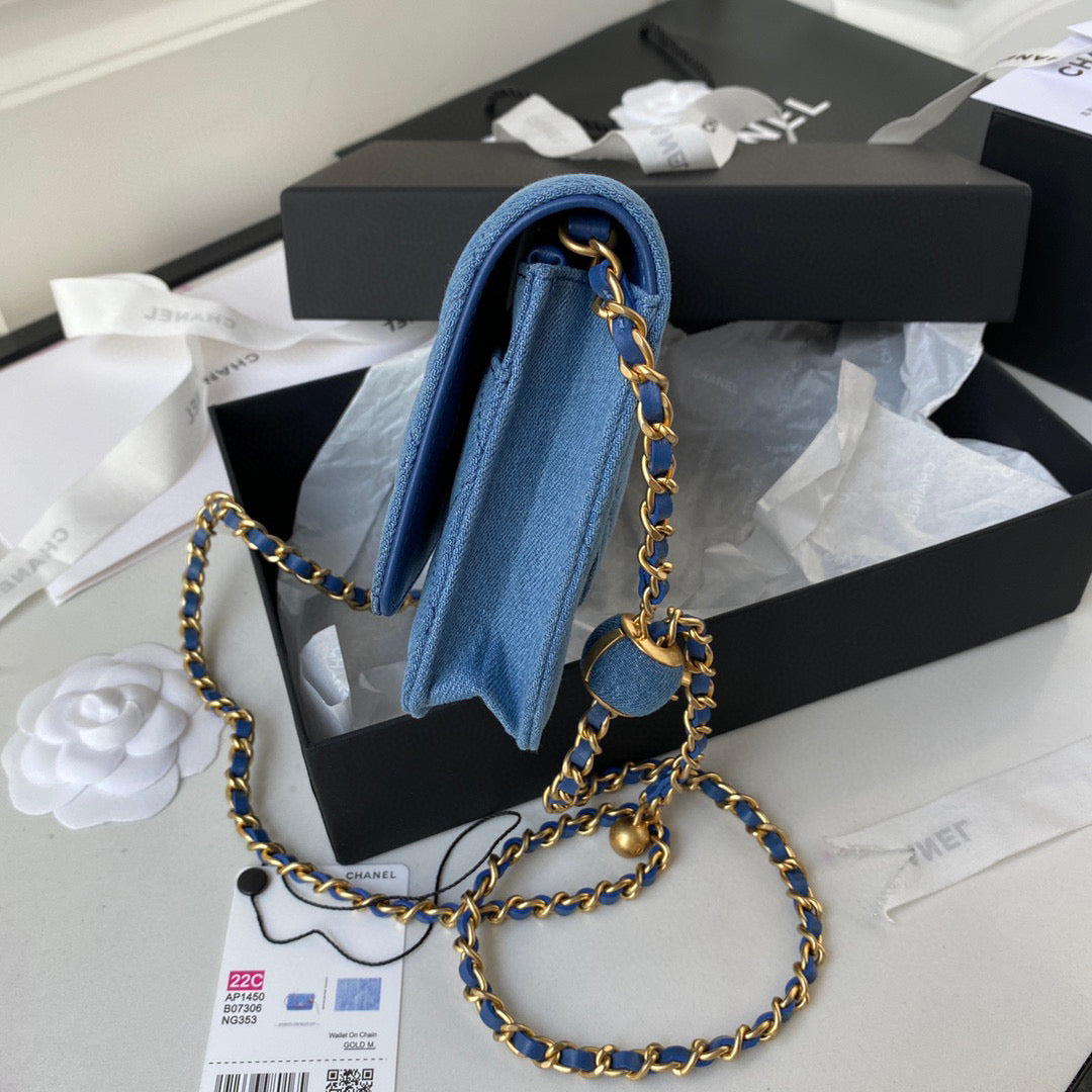 Chanel AP1450 Wallet on Chain Lambskin A33814 Blue | chanel ap0250 wallet on chain lambskin a33814 blue 05