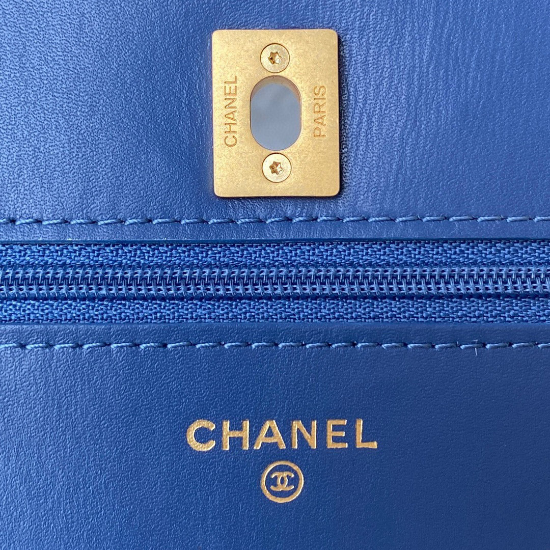 Chanel AP1450 Wallet on Chain Lambskin A33814 Blue | chanel ap0250 wallet on chain lambskin a33814 blue 08