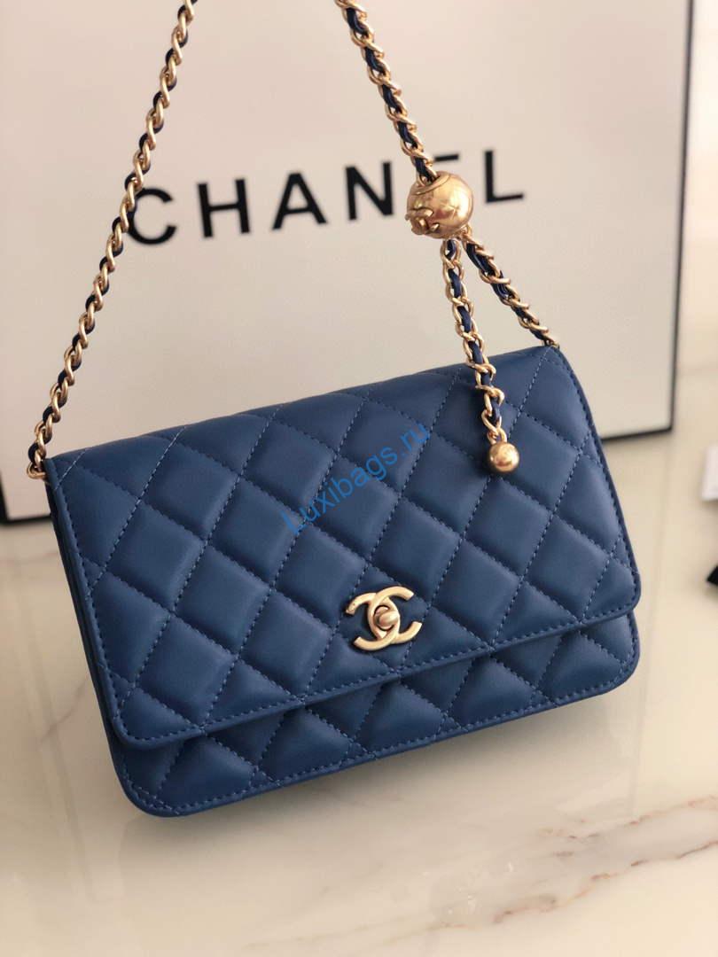 Chanel AP1450 Wallet on Chain Lambskin A33814 Navy Blue | chanel ap0250 wallet on chain lambskin a33814 navy blue 04