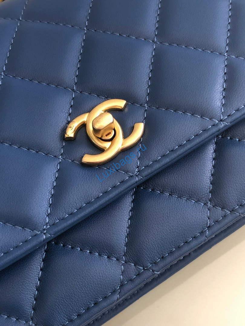 Chanel AP1450 Wallet on Chain Lambskin A33814 Navy Blue | chanel ap0250 wallet on chain lambskin a33814 navy blue 05
