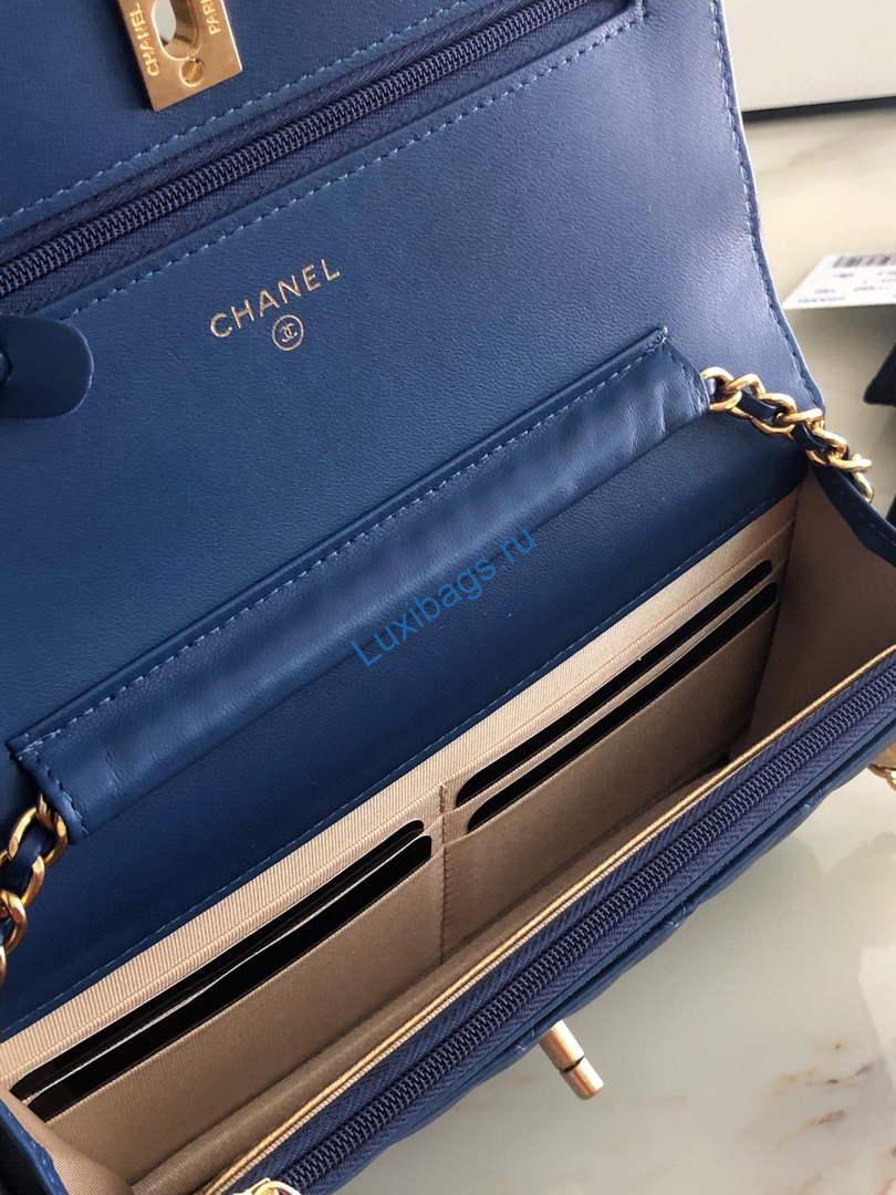 Chanel AP1450 Wallet on Chain Lambskin A33814 Navy Blue | chanel ap0250 wallet on chain lambskin a33814 navy blue 07