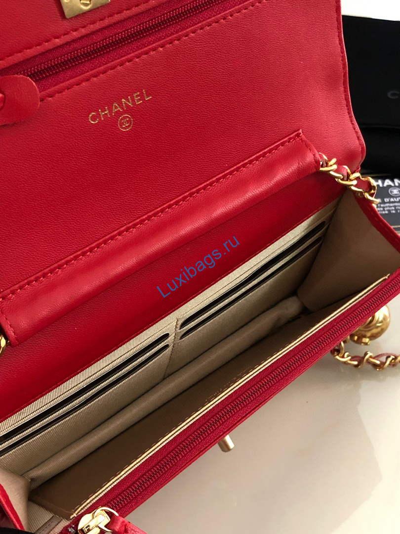 Chanel AP1450 Wallet on Chain Lambskin A33814 Red | chanel ap0250 wallet on chain lambskin a33814 red 09