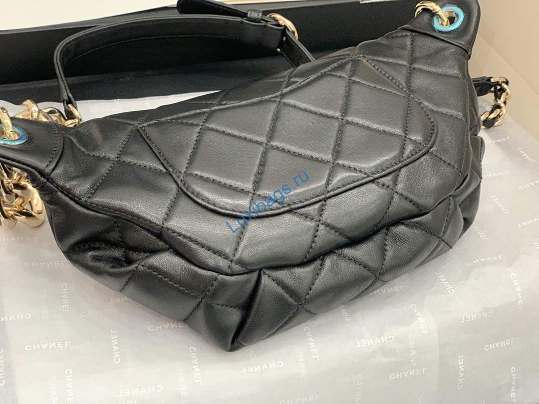 Chanel AS1356 Belt bag Lambskin gold Black | chanel as1356 belt bag lambskin gold black 007