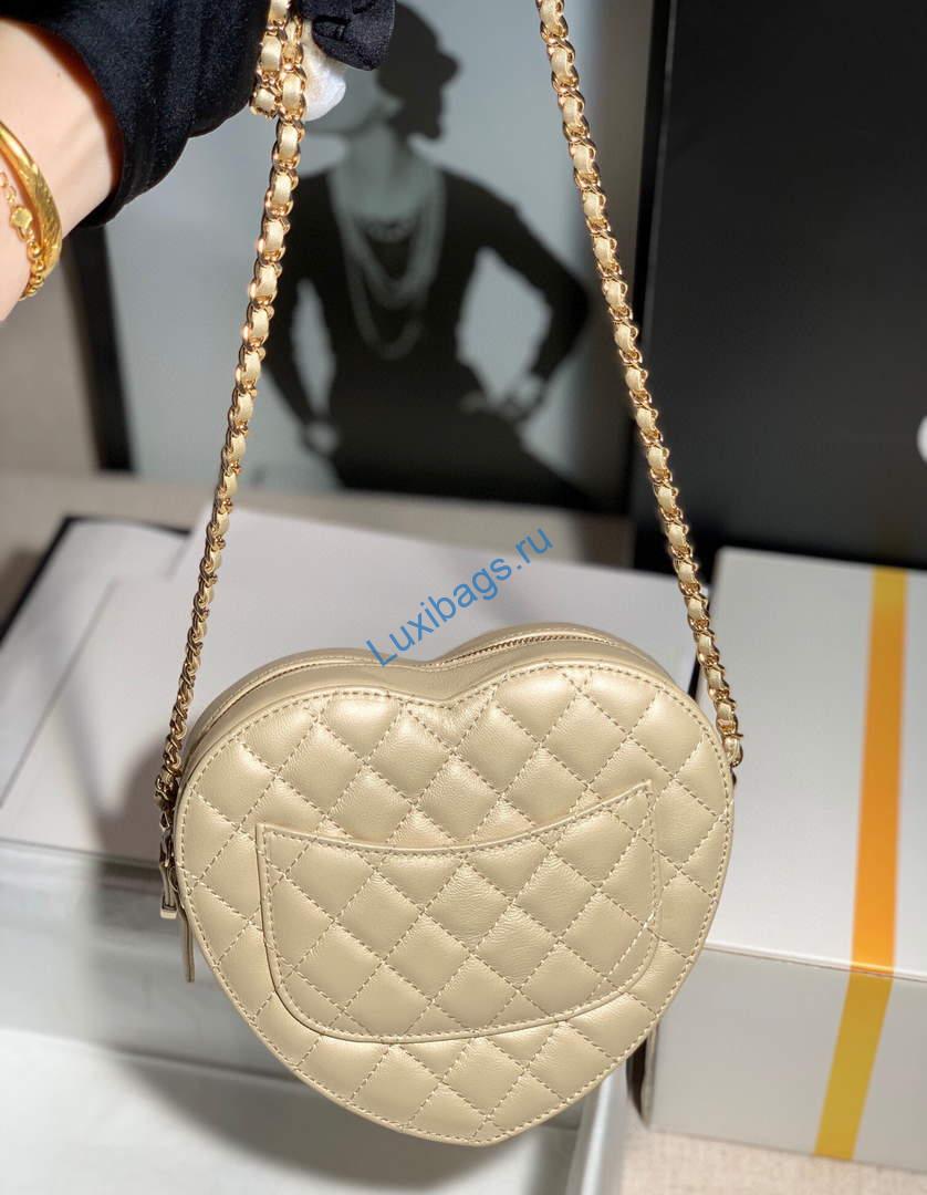 Chanel AS3191 Large Heart Bag Lambskin Gold | chanel as3191 large heart bag lambskin gold 002