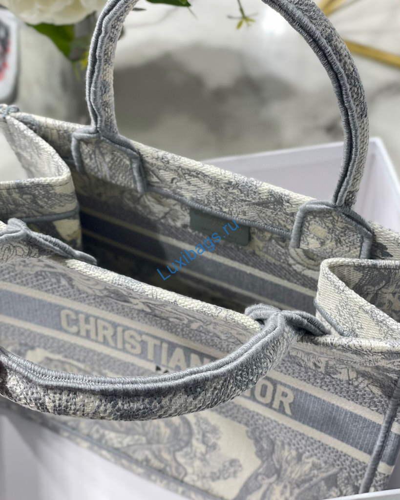 Dior Book Tote M1265 Small Dior Toile De Jouy Reverse Embroidery Gray | dior book tote m1265 small dior toile de jouy reverse embroidery 09