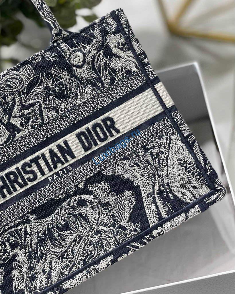 Dior Book Tote M1265 Small Toile De Jouy Embroidery Blue | dior book tote m1265 small dior toile de jouy reverse embroidery 45