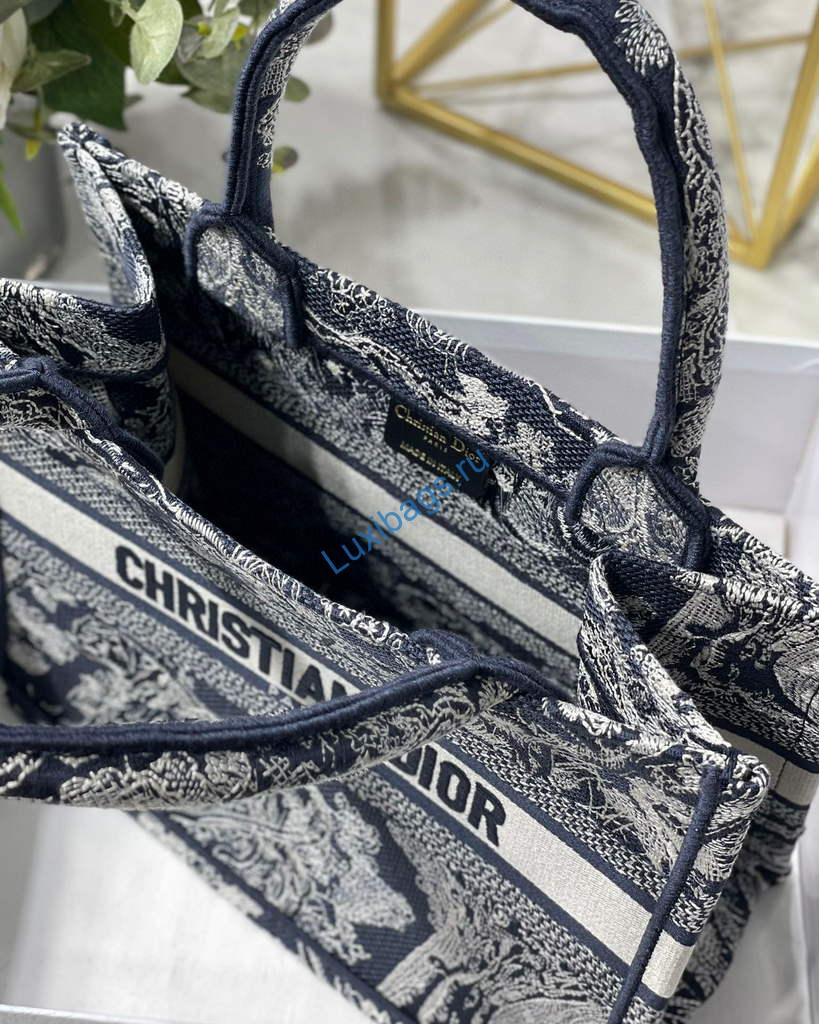 Dior Book Tote M1265 Small Toile De Jouy Embroidery Blue | dior book tote m1265 small dior toile de jouy reverse embroidery 49