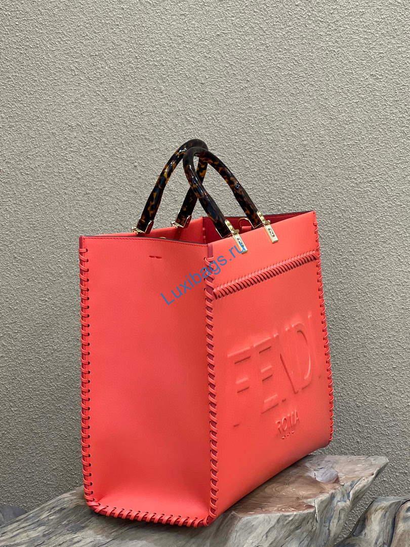 Fendi 8BH386 Sunshine Medium Fuchsia Leather Shopper Bag 8535 Multicolour | fendi 8bh386 sunshine medium fuchsia leather shopper bag 8535 002