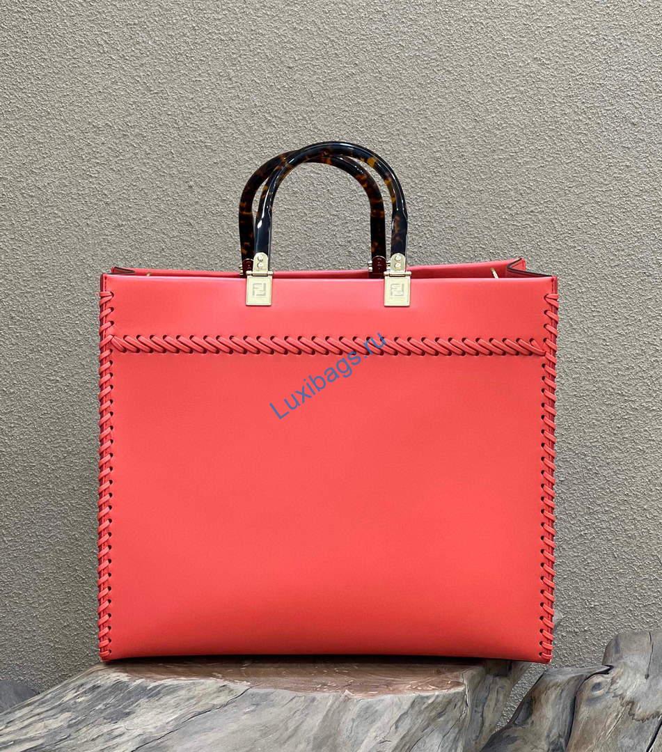 Fendi 8BH386 Sunshine Medium Fuchsia Leather Shopper Bag 8535 Multicolour | fendi 8bh386 sunshine medium fuchsia leather shopper bag 8535 003
