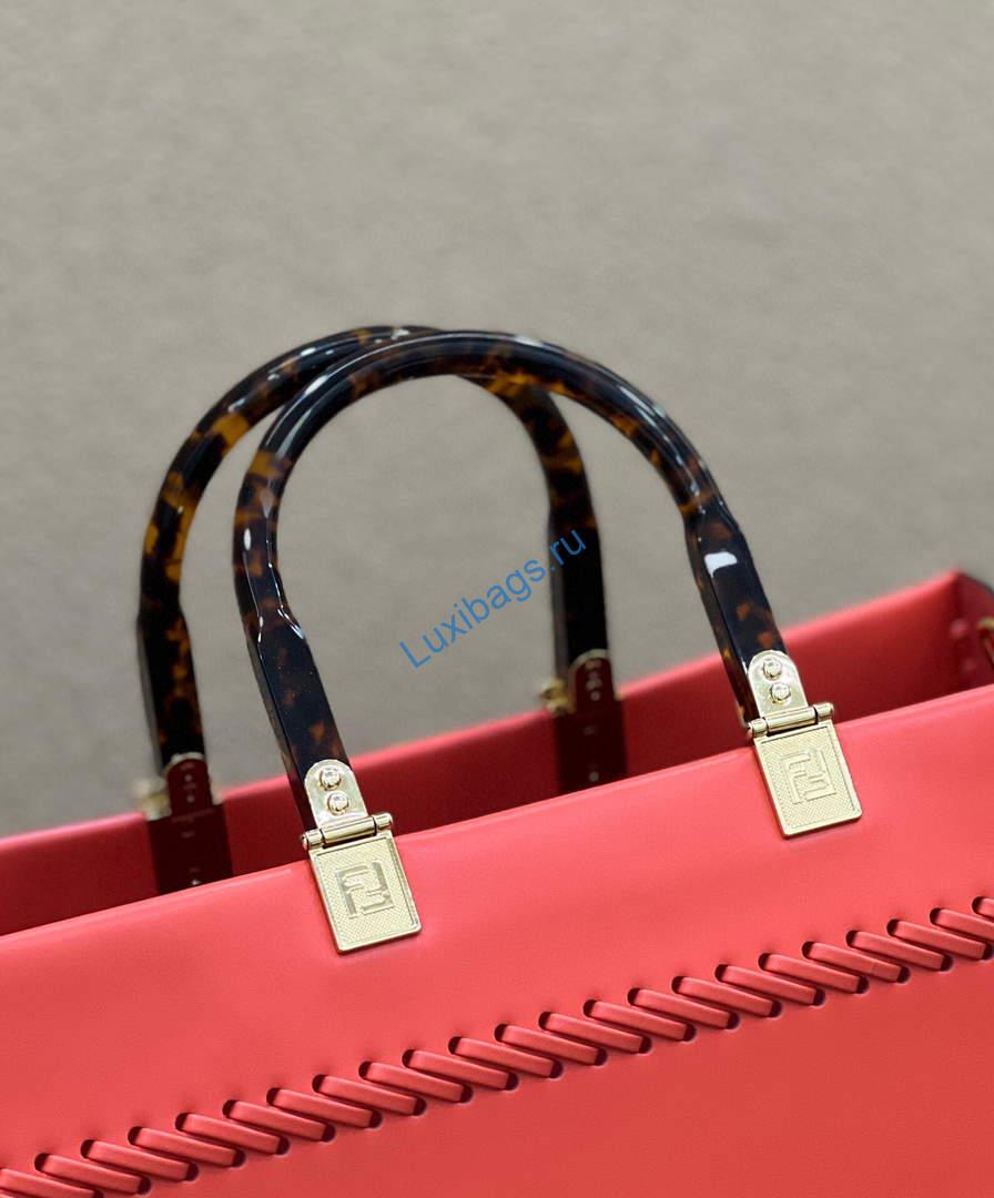 Fendi 8BH386 Sunshine Medium Fuchsia Leather Shopper Bag 8535 Multicolour | fendi 8bh386 sunshine medium fuchsia leather shopper bag 8535 006