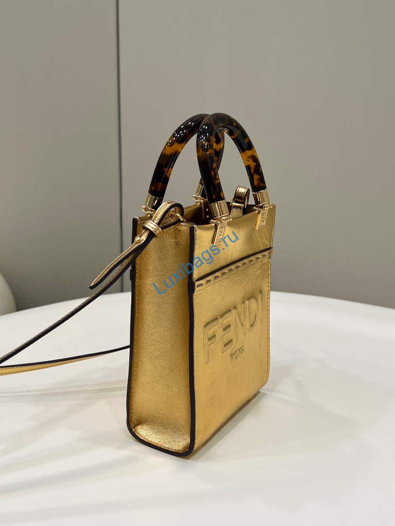 Fendi 8BS051 Mini Sunshine Gold laminated leather shopper | fendi 8bs051 mini sunshine shopper leather bag 8376a 22 958ce990 90be 44b9 ab7e d235a2c1b970