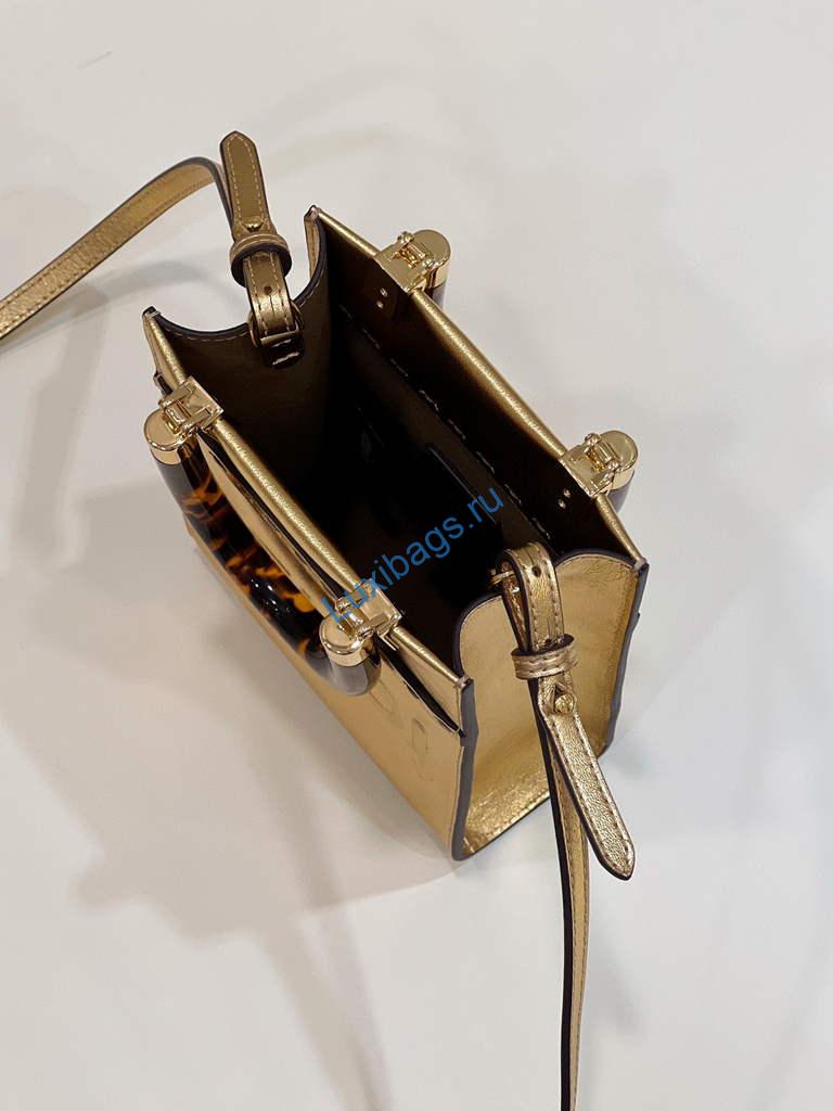 Fendi 8BS051 Mini Sunshine Gold laminated leather shopper | fendi 8bs051 mini sunshine shopper leather bag 8376a 27 8ccb20e1 5aa4 419f a0a7 9620bd3ffd3e