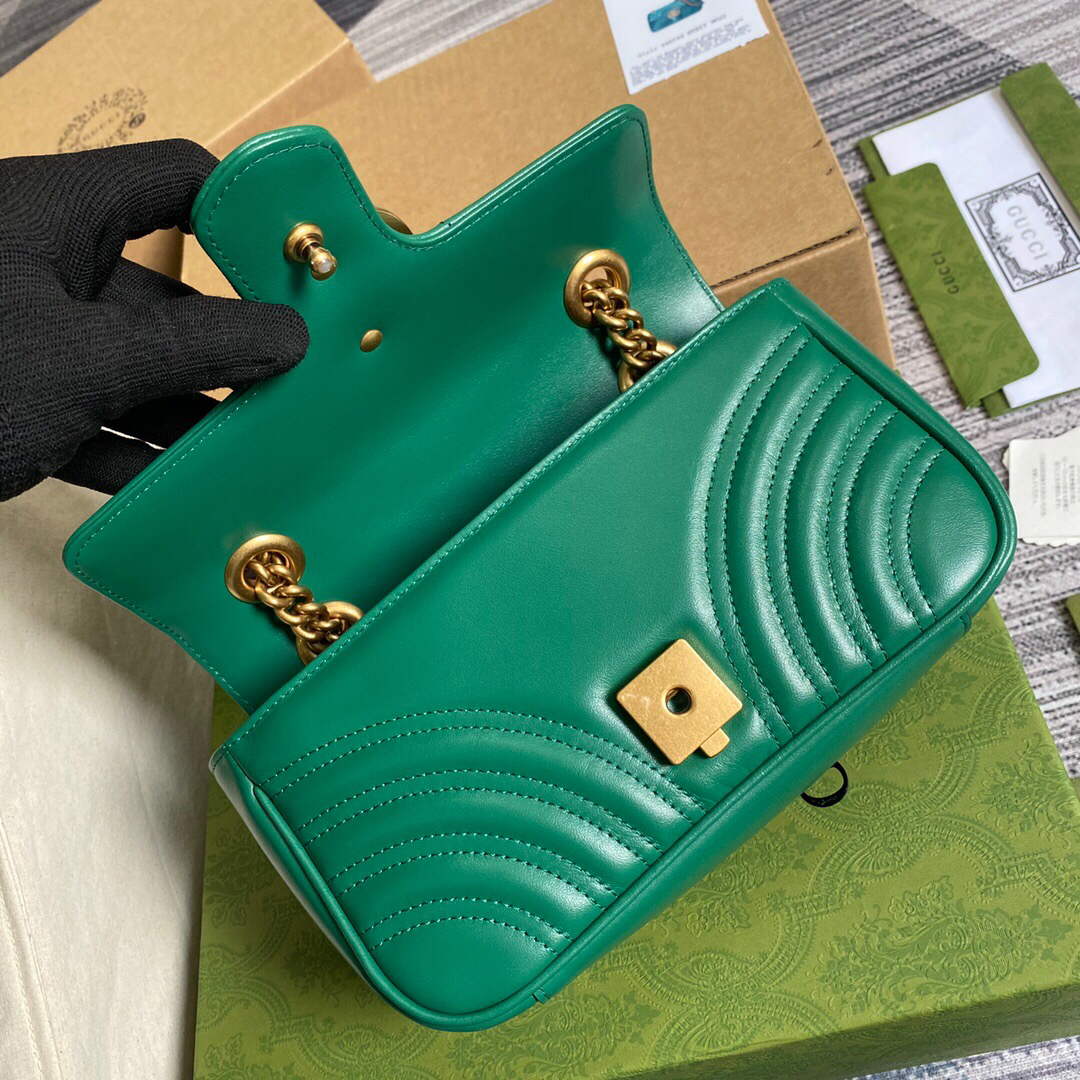 Gucci 446744 GG Marmont Matelassé Mini Bag Green | gucci 446744 gg marmont matelasse mini bag 029