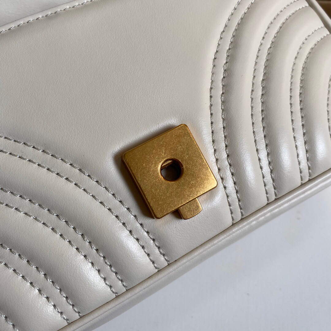 Gucci 446744 GG Marmont Matelassé Mini Bag White | gucci 446744 gg marmont matelasse mini bag 048