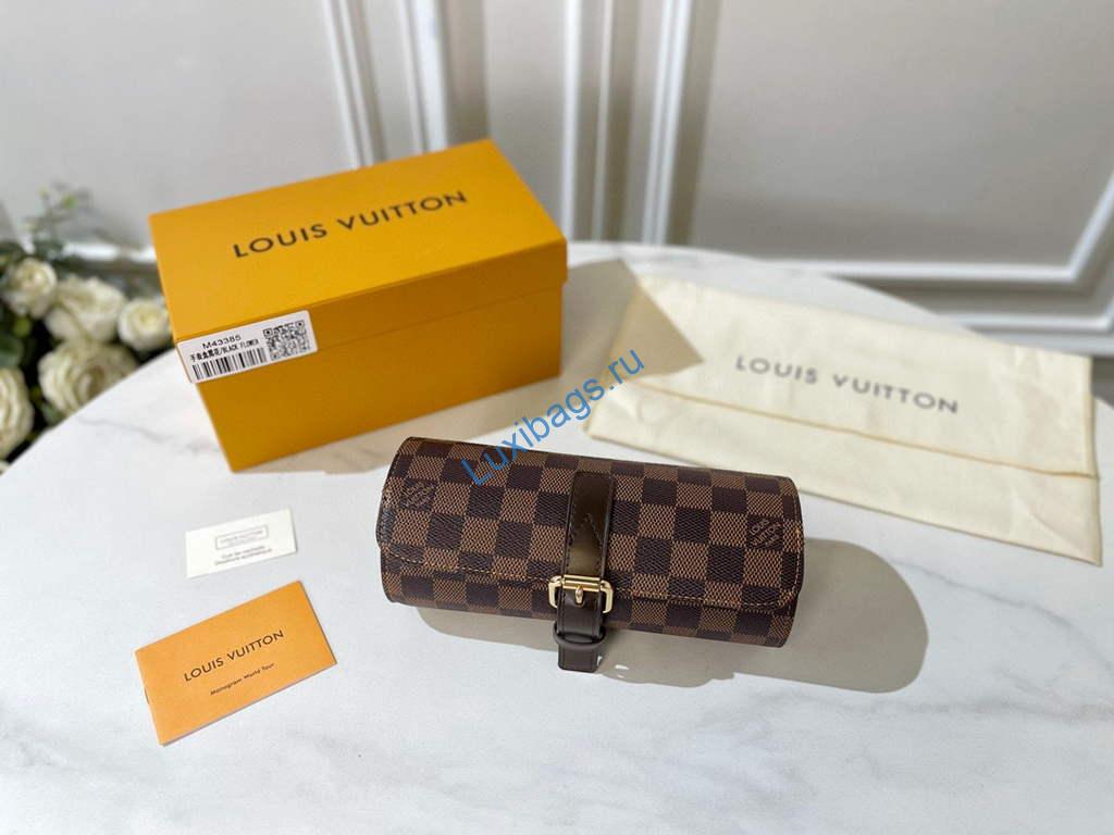 Louis Vuitton 3 Watch Case Damier Graphite Canvas N41137 Cofee