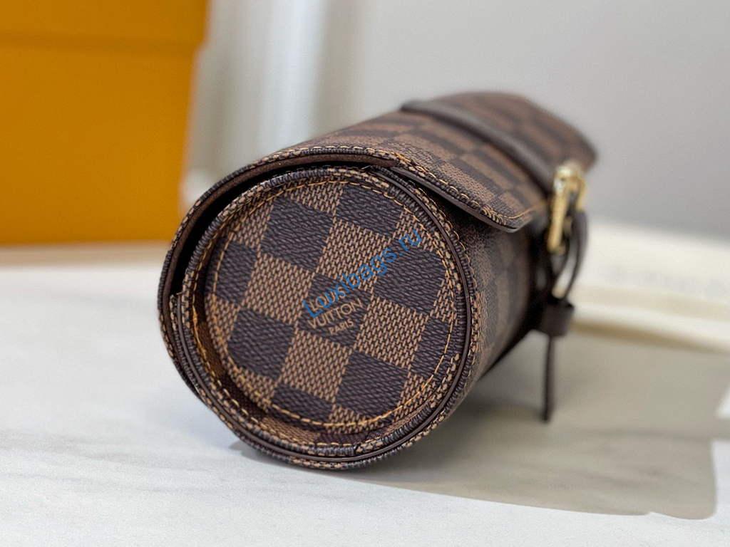 Louis Vuitton 3 Watch Case Damier Graphite Canvas N41137 Cofee | louis vuitton 3 watch case m47530 monogram canvas 08