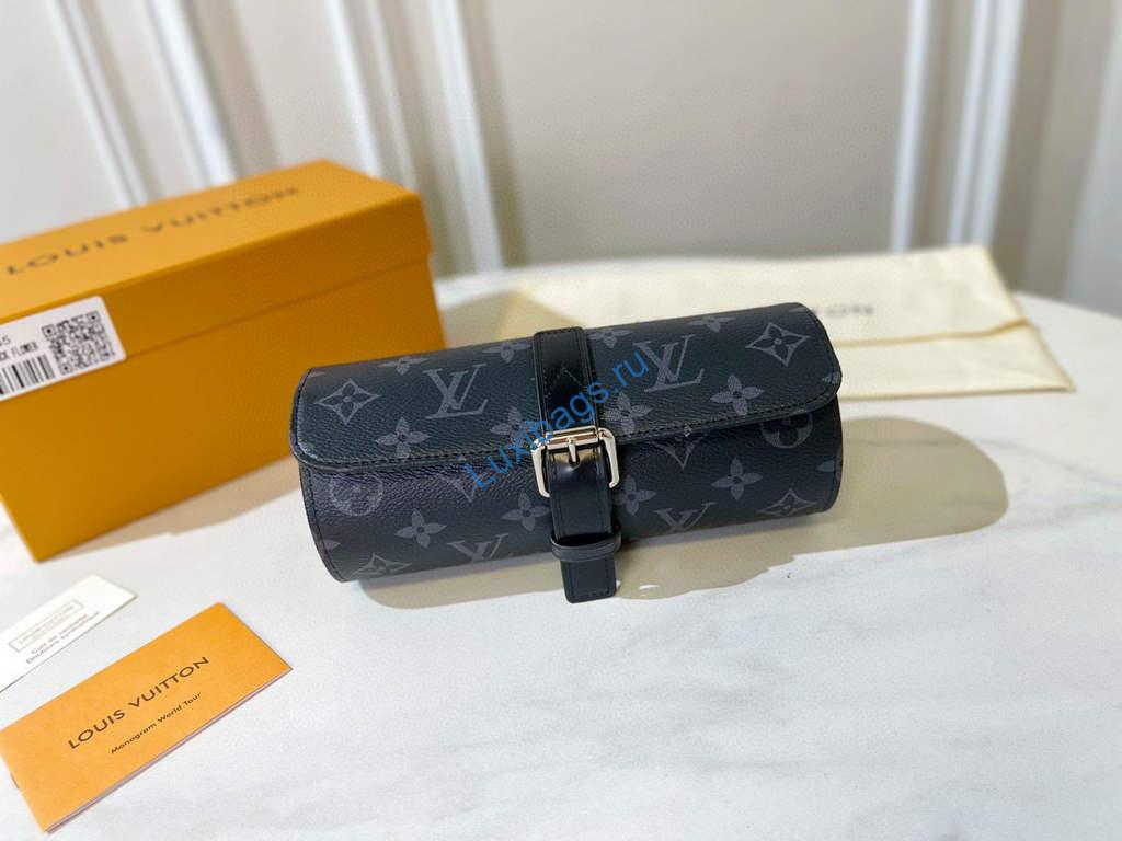 Louis Vuitton 3 Watch Case Monogram Eclipse Canvas M43385 | louis vuitton 3 watch case m47530 monogram canvas 29
