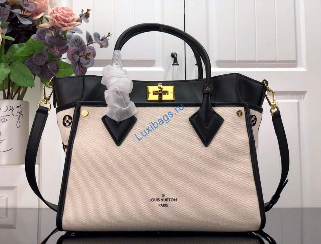 LV M59842 Louis Vuitton On My Side MM Tote Bag Black | lv m59842 louis vuitton on my side mm tote bag black 004