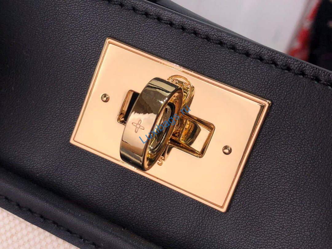 LV M59842 Louis Vuitton On My Side MM Tote Bag Black | lv m59842 louis vuitton on my side mm tote bag black 007
