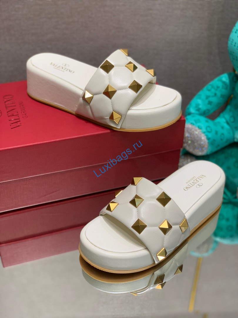 Valentino Stud Flatform Slide Sandal in Quilted Nappa V78106 | valentino stud flatform slide sandal in quilted nappa v7810 56