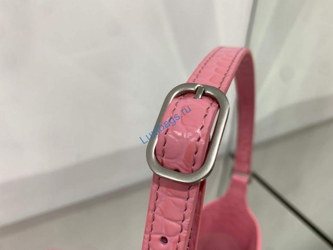 Balenciaga 695589 Women's XX Small Hobo Bag Crocodile Embossed Pink | balenciaga 695589 womens xx small hobo bag crocodile embossed 008