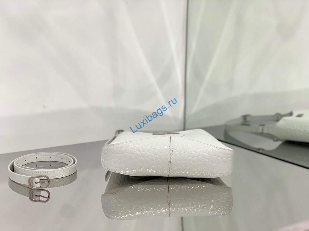 Balenciaga 695589 Women's XX Small Hobo Bag Crocodile Embossed White | balenciaga 695589 womens xx small hobo bag crocodile embossed 016