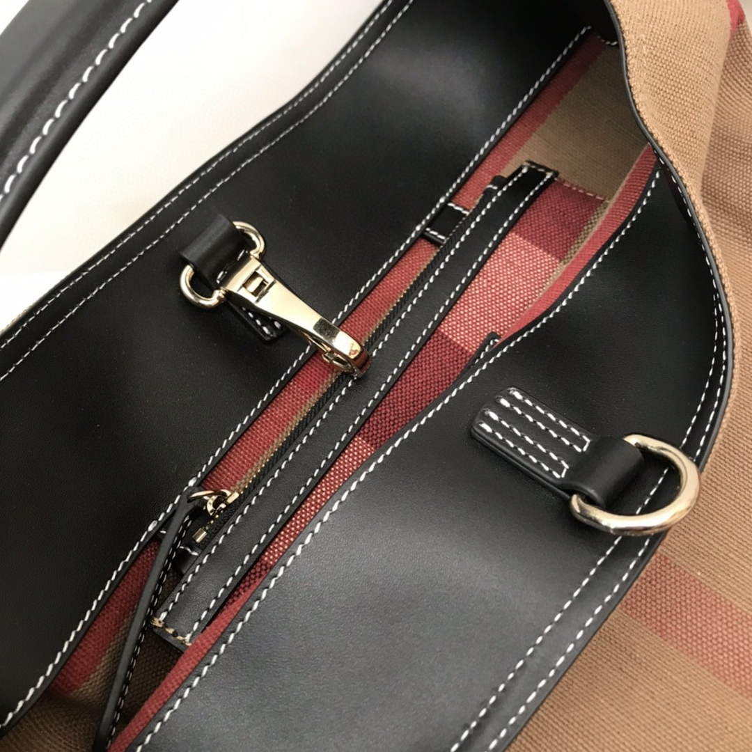Burberry 39457261 Ashby Black Canvas Hobo Bag | burberry 39457261 ashby white canvas hobo bag black 008