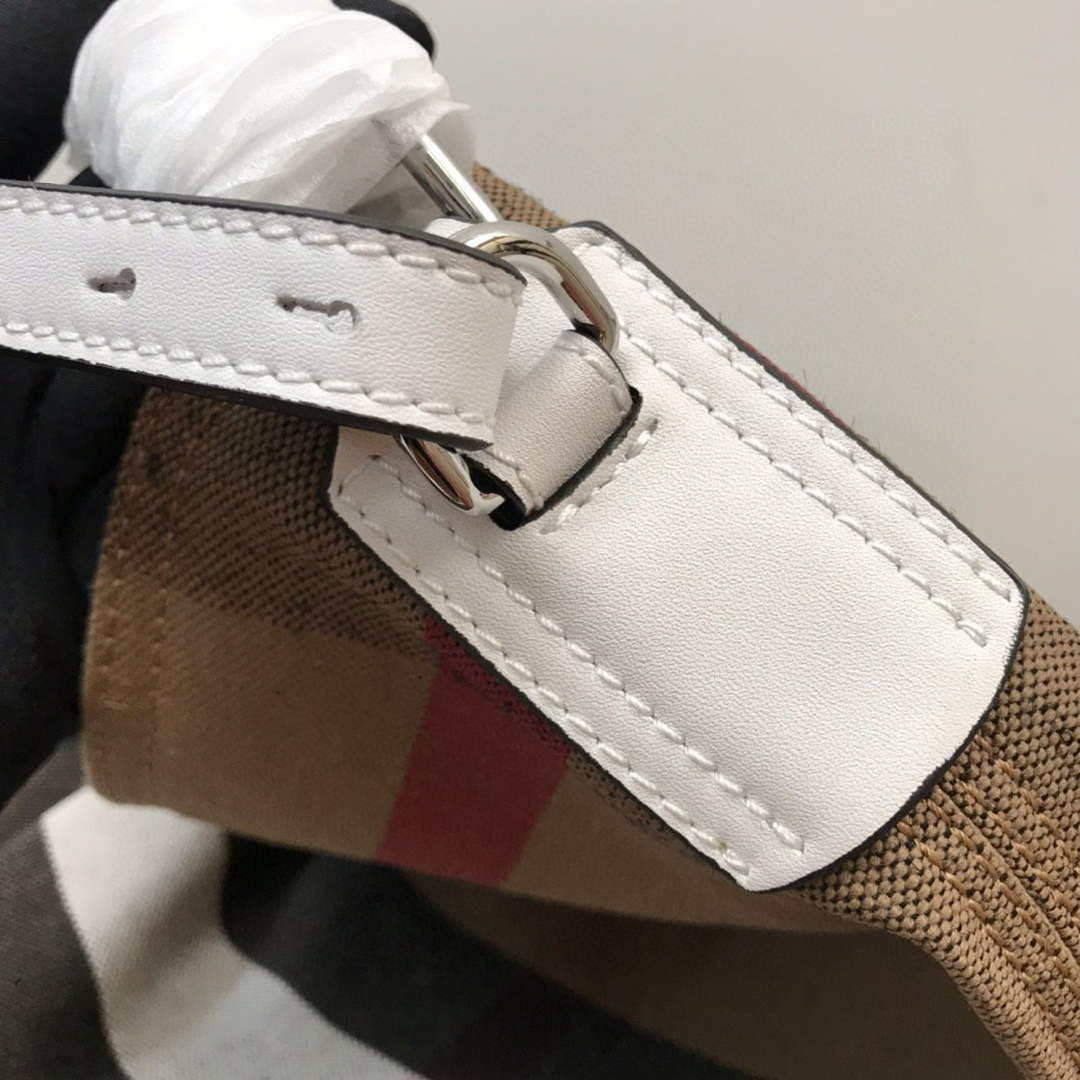 Burberry 39457261 Ashby White Canvas Hobo Bag | burberry 39457261 ashby white canvas hobo bag white 003