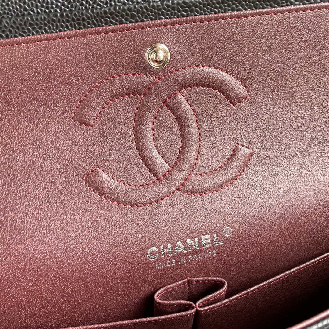 Chanel A01112 Flap Handbag Classic bag Grained shiny Calfskin Black Silver | chanel a01112 flap handbag classic bag grained shiny calfskin black silver 016