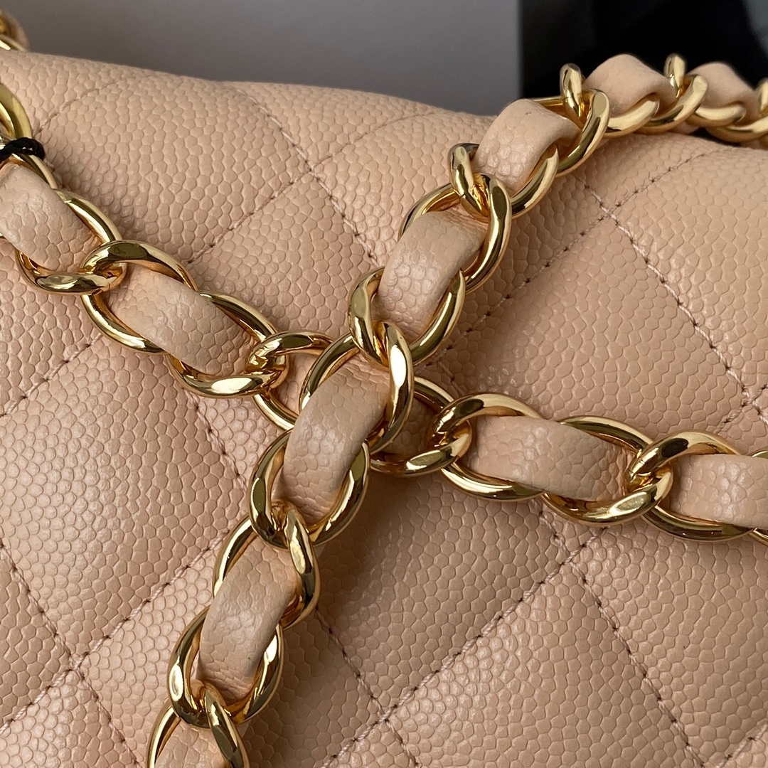 Chanel A01112 Flap Handbag Classic bag Grained shiny Calfskin Black Apricot Pink Gold | chanel a01112 flap handbag classic bag grained shiny calfskin black silver 032