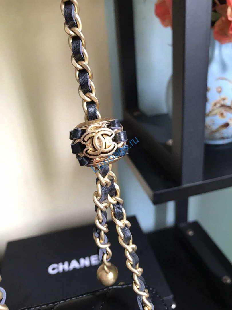Chanel AP1447 small Vanity with chain lambskin gold Light Black | chanel ap1447 small vanity with chain lambskin gold 012