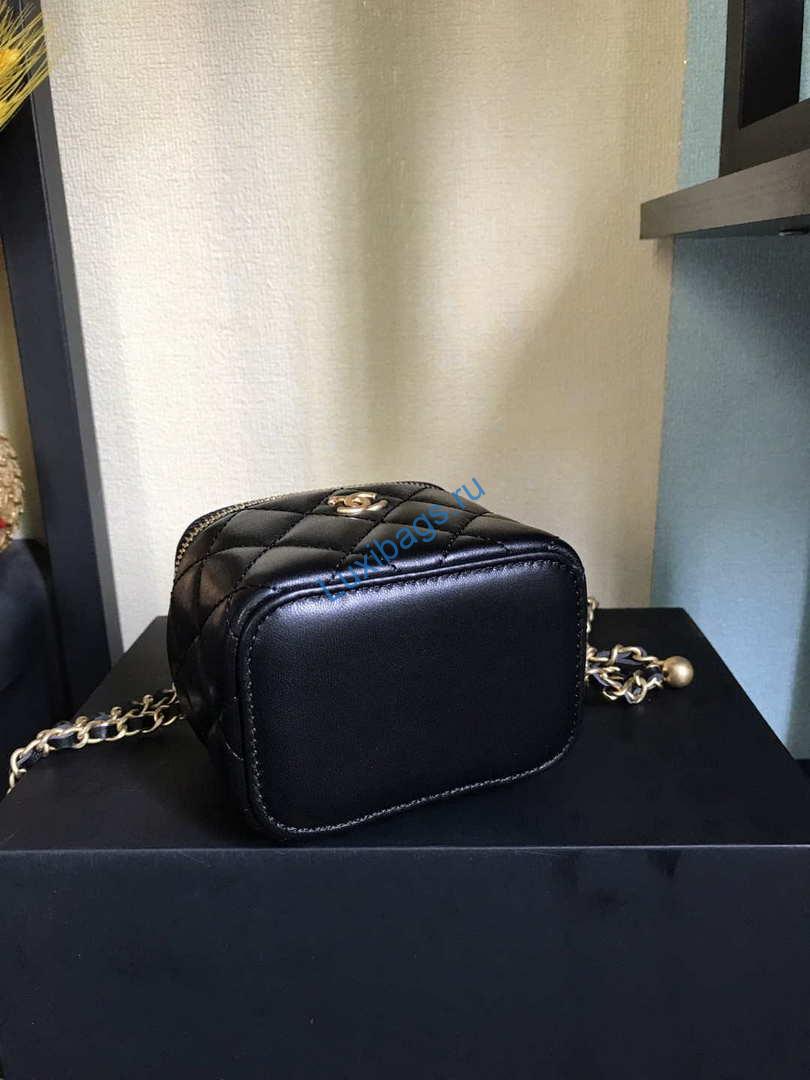 Chanel AP1447 small Vanity with chain lambskin gold Light Black | chanel ap1447 small vanity with chain lambskin gold 014