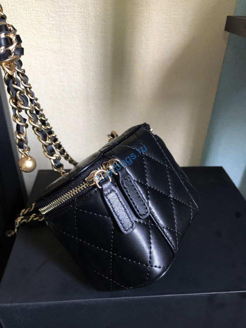 Chanel AP1447 small Vanity with chain lambskin gold Light Black | chanel ap1447 small vanity with chain lambskin gold 016