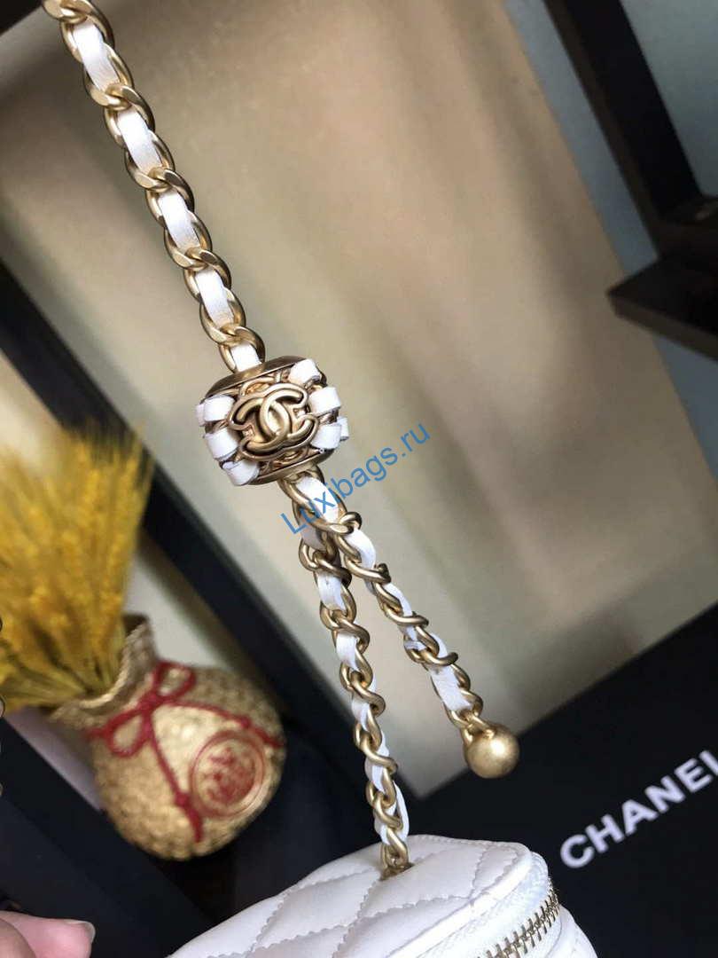 Chanel AP1447 small Vanity with chain lambskin gold White | chanel ap1447 small vanity with chain lambskin gold 030