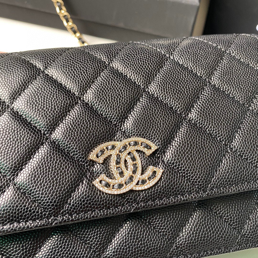 Chanel Classic Wallet on Chain Grained Shiny AP2734 black | chanel ap2734 classic wallet on chain grained shiny 05