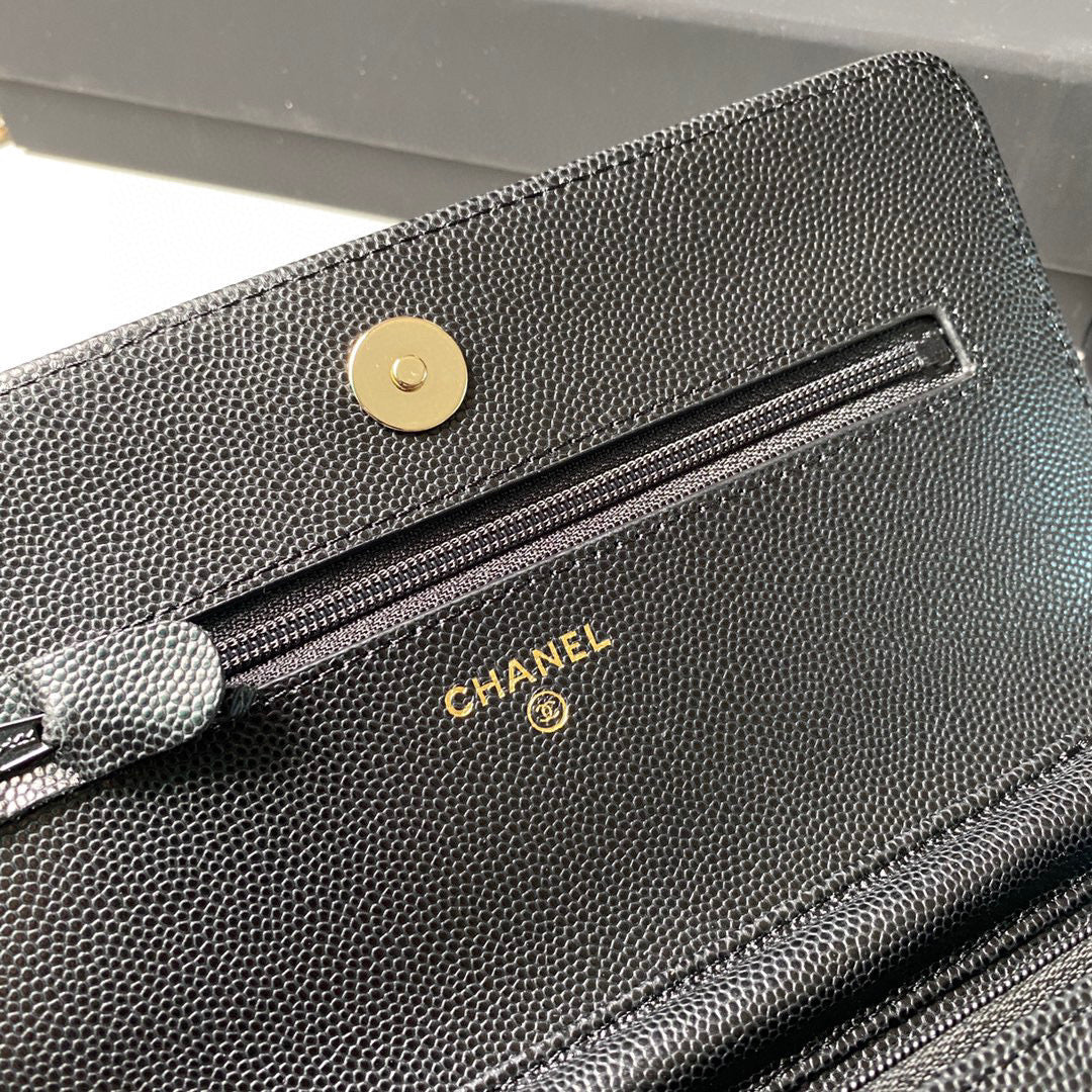 Chanel Classic Wallet on Chain Grained Shiny AP2734 black | chanel ap2734 classic wallet on chain grained shiny 07